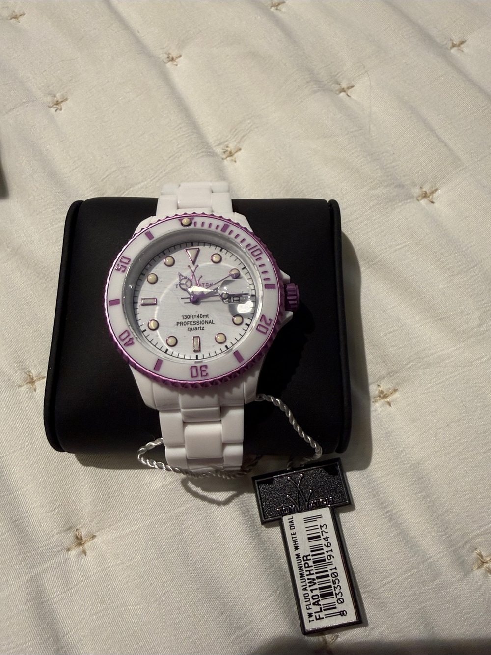 ToyWatch White Ceramic Women's Watch with Purple Accents - Picture 3 of 4